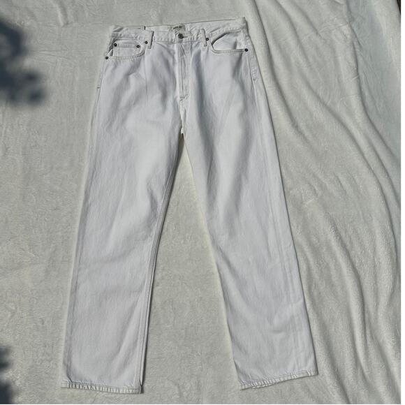 AGOLDE 90's Pinch Waist High Rise Straight Jeans Porcelain White Sz 31 NWT $200 - Picture 2 of 14